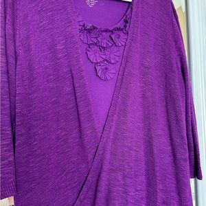 YUMMY PURPLISH Chico’s cotton sweater matching Short Sleeve tee